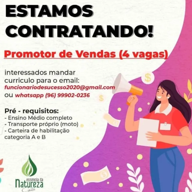 VAGAS DE PROMOTOR DE VENDAS