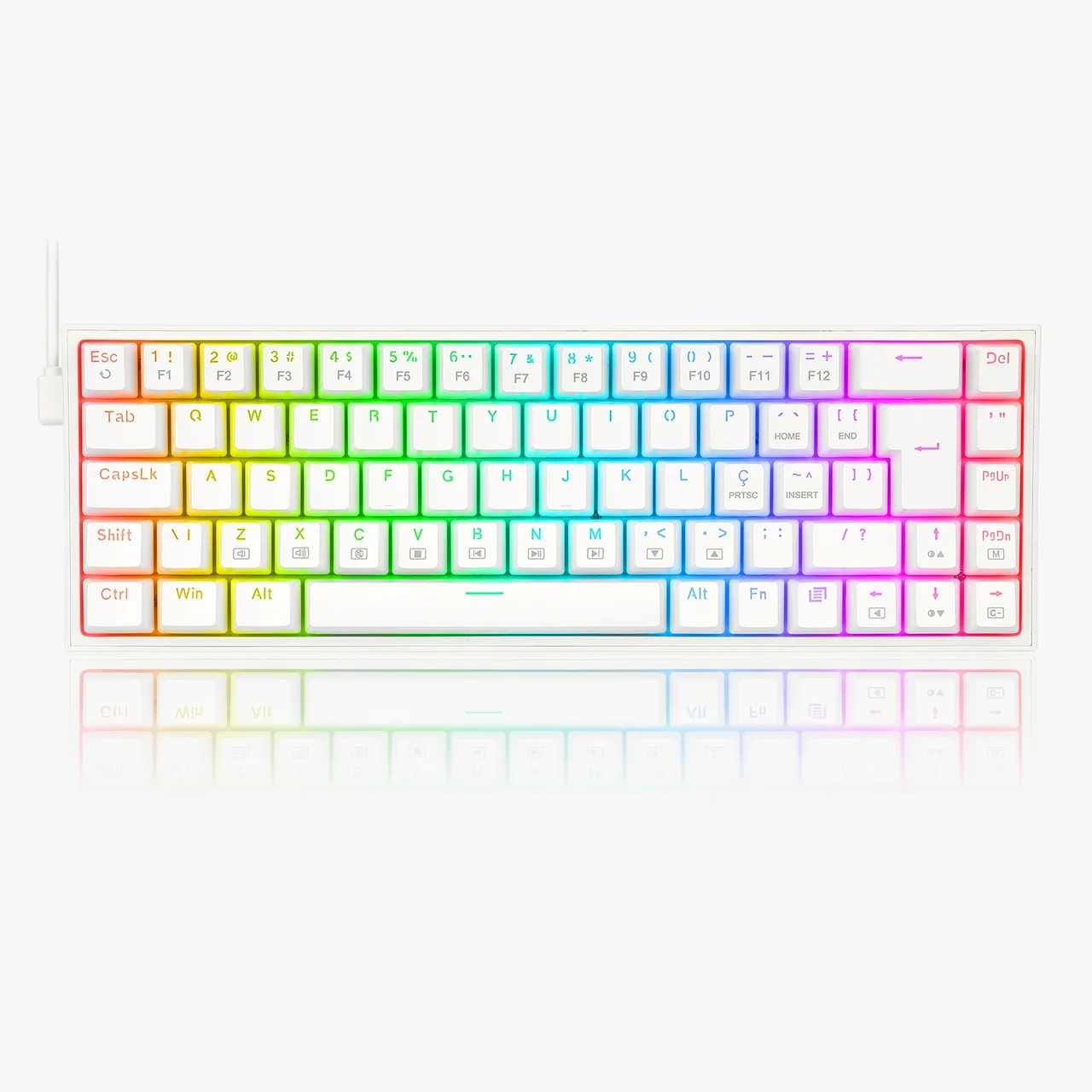 Teclado Gamer Mecanico Redragon Castor Rgb Branco Switch Brown Abnt 2