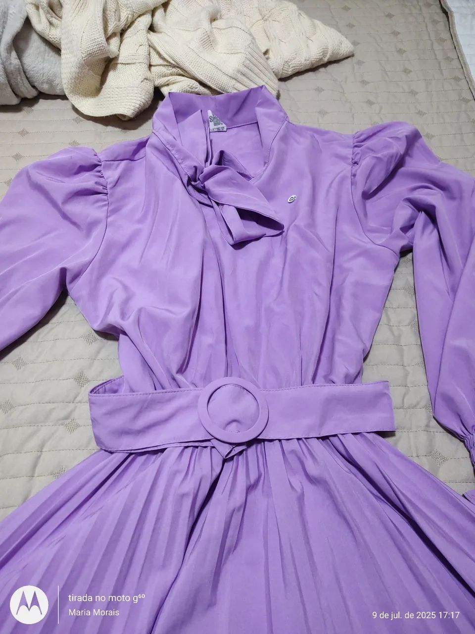Vestido vintage lilás com cinto