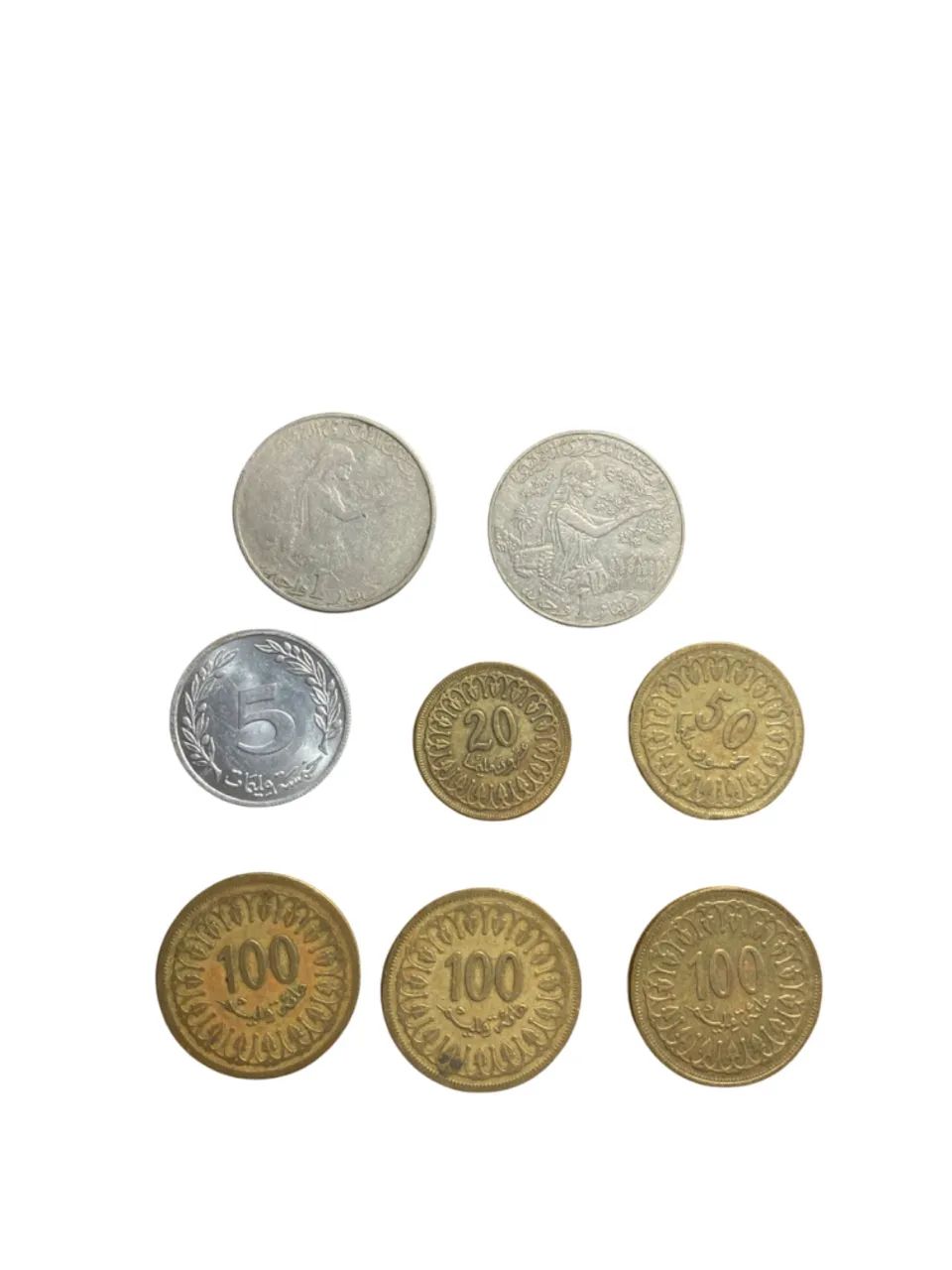 Conjunto de 8 Moedas da Tunísia.