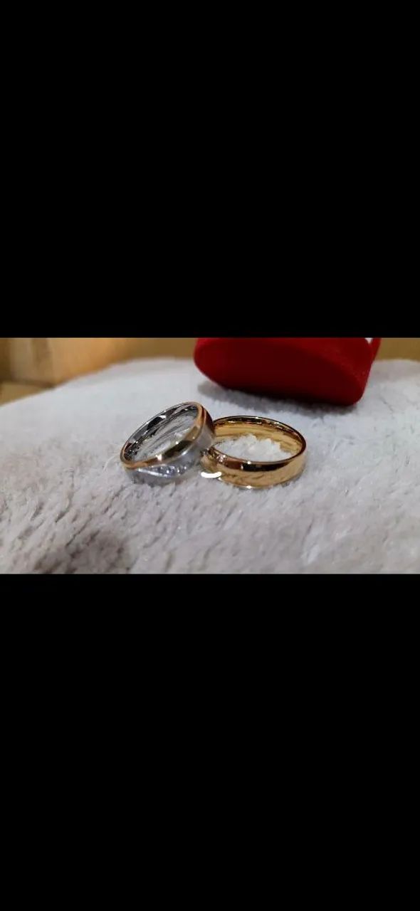 Aliança de aço316L banhada a ouro 18k - Foto 2