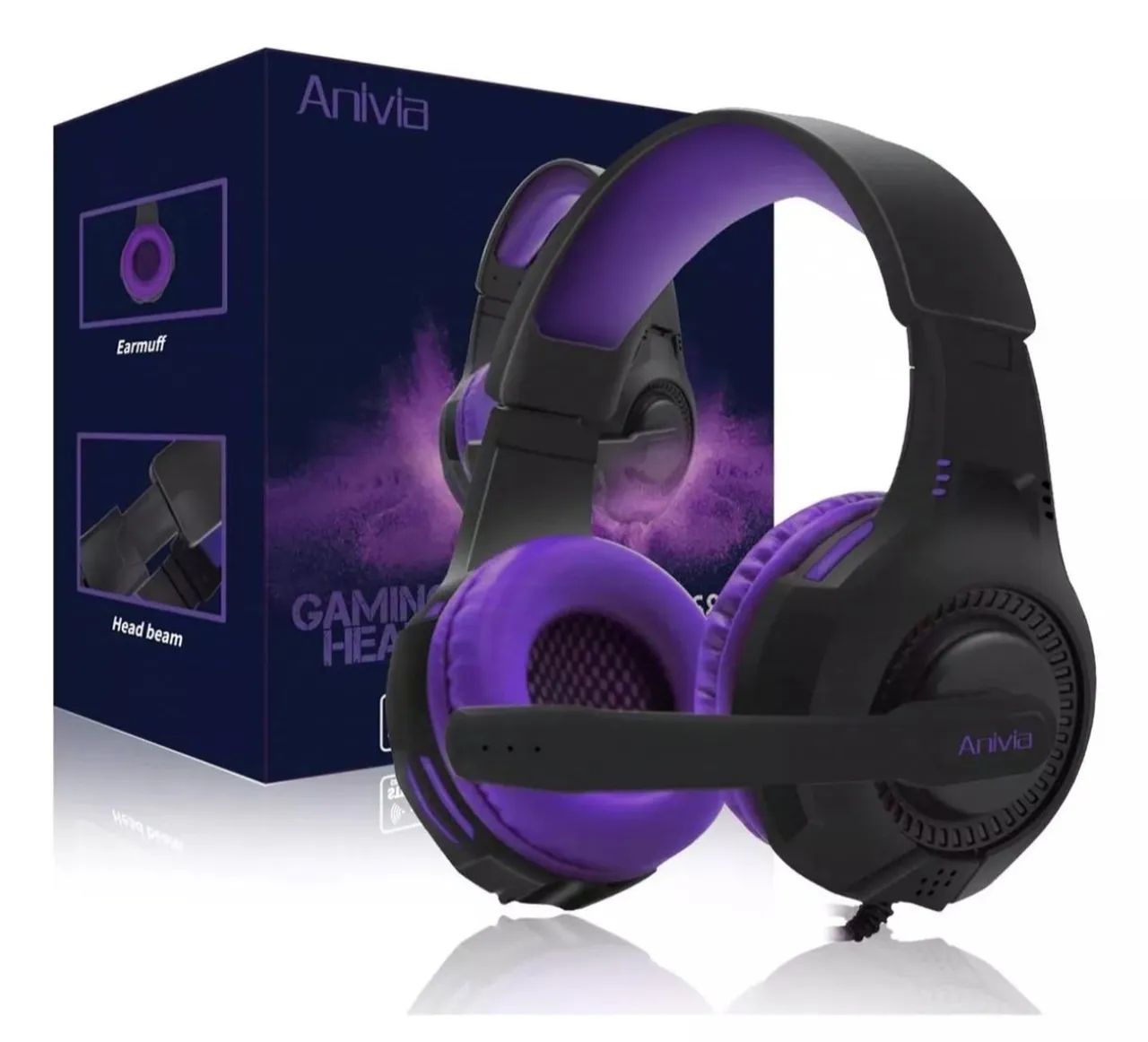 headset gamer Anivia AH68 na cor roxa