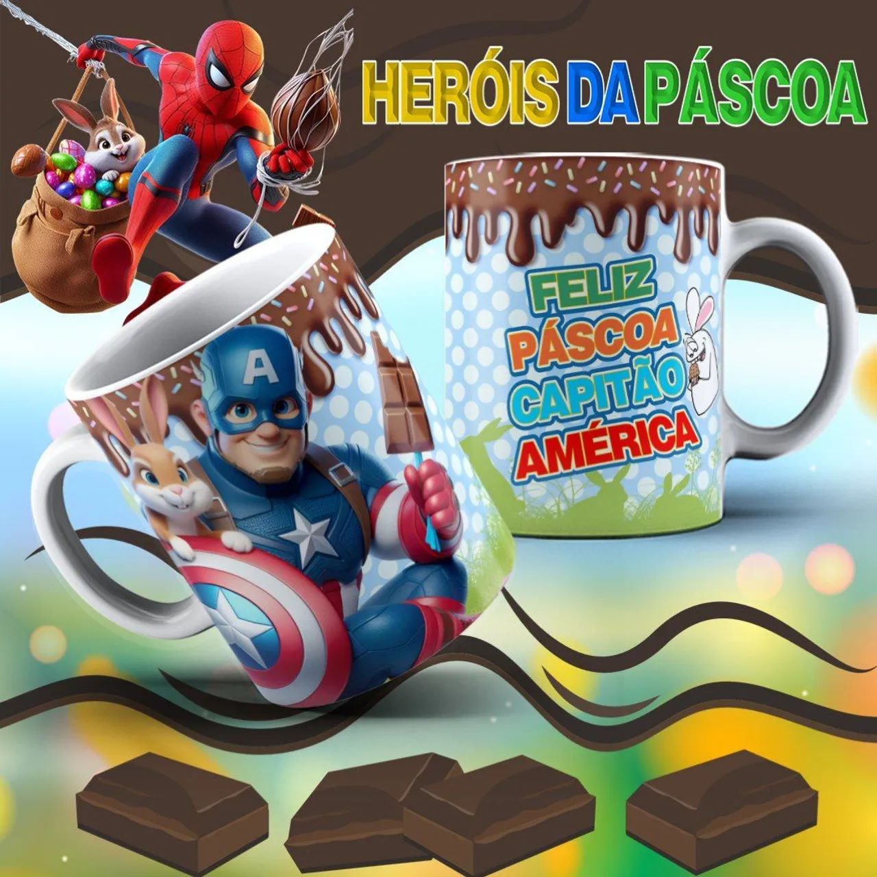 Canecas Personalizadas do Homem-Aranha - Heróis da Páscoa - Foto 2