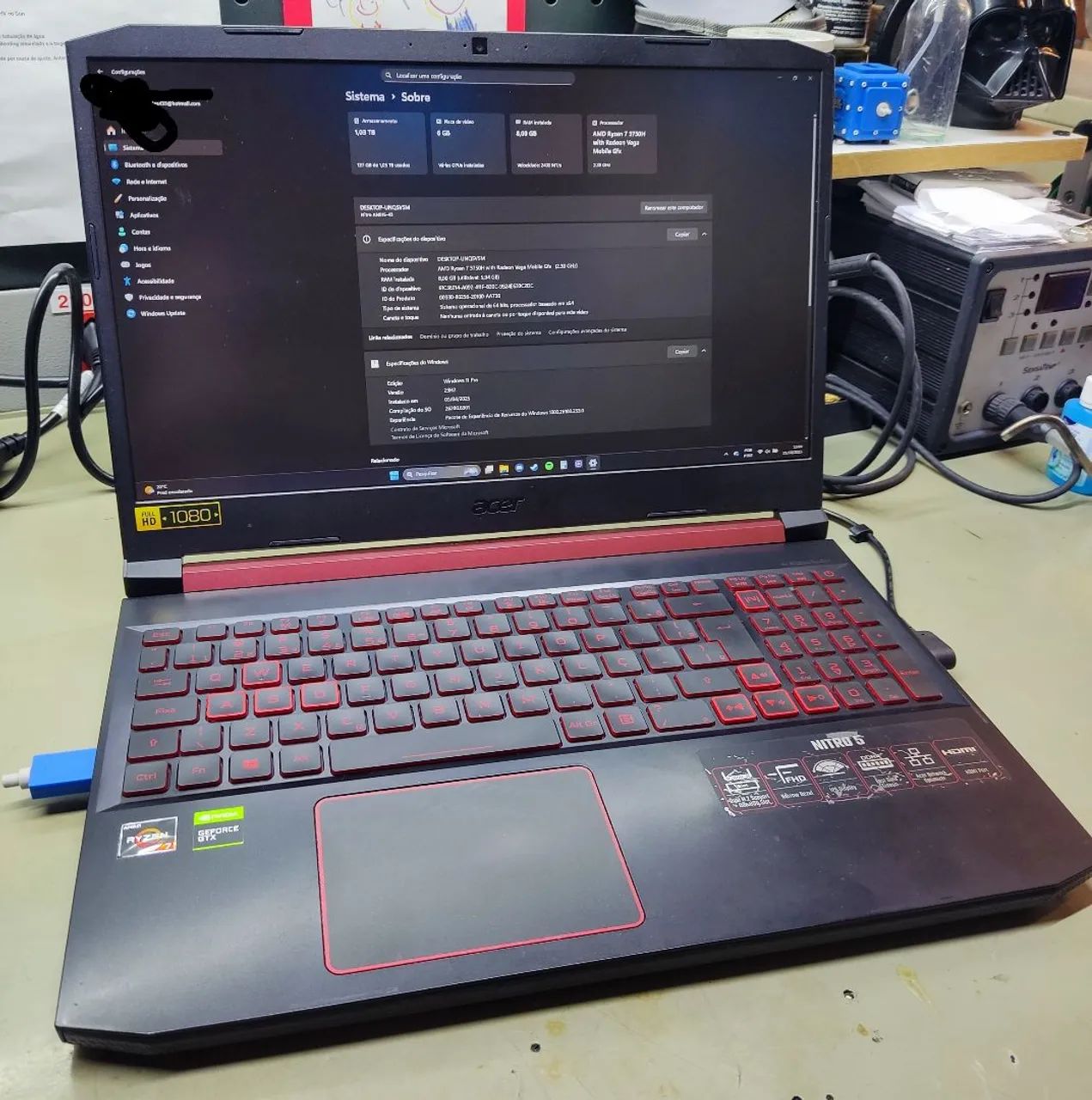 Notebook Acer Nitro Ryzen 3750H GTX 1650 Notebooks Jardim