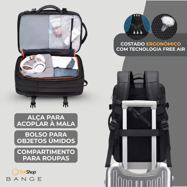Mochila Bange Notebook Impermeável 15,6 Tecido Resistente Reforçada 37 Litros - Foto 4