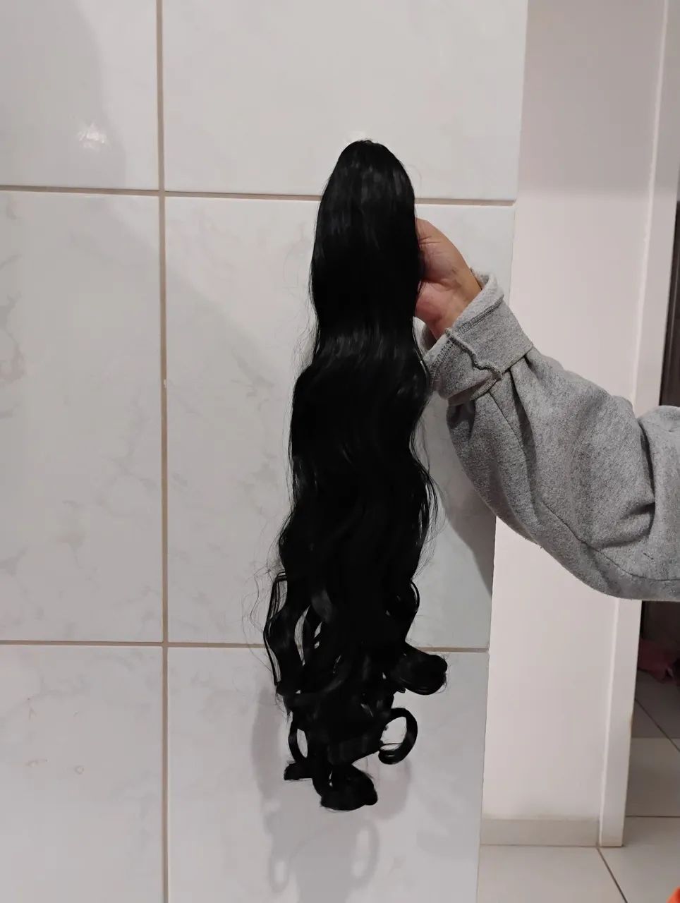 Mega Hair - Rabo de Cavalo Ondulado Preto de piranha