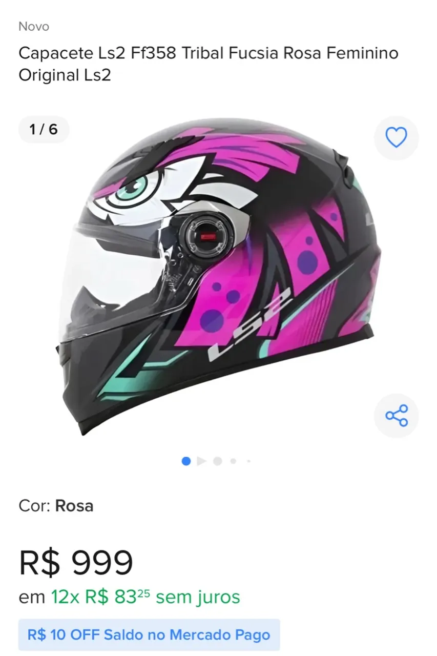 Capacete Ls2 Tribal Rosa Feminino