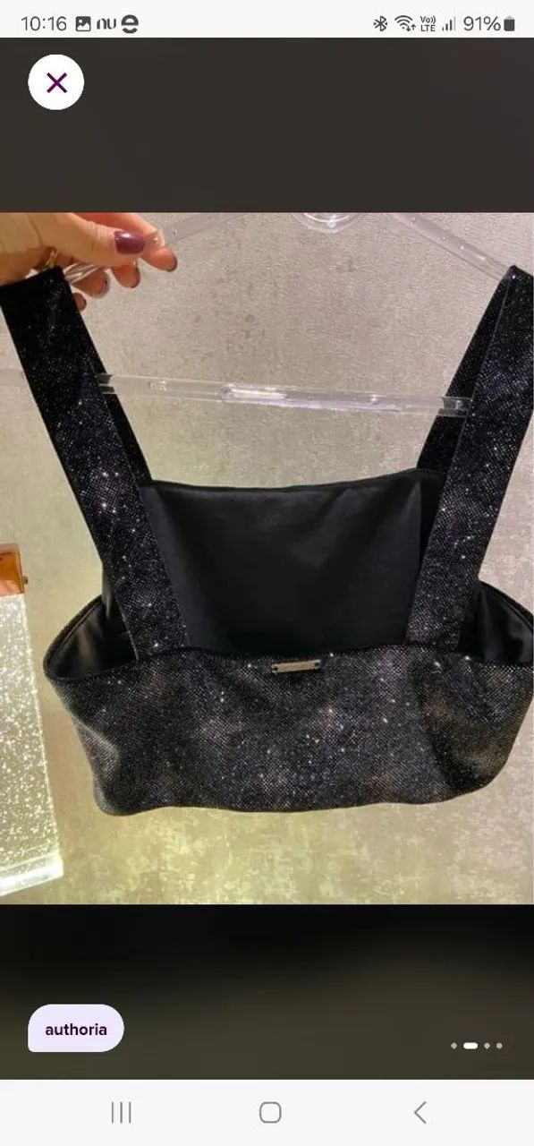 Top cropped preto com glitter - Foto 2
