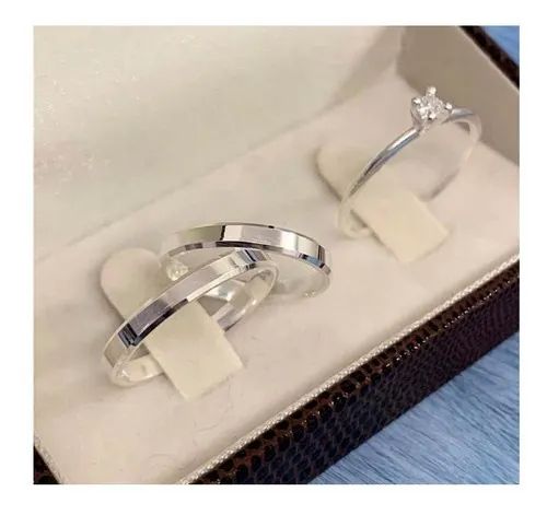 Alianças Trio 3 mm Prata 950 com Anel - Foto 3