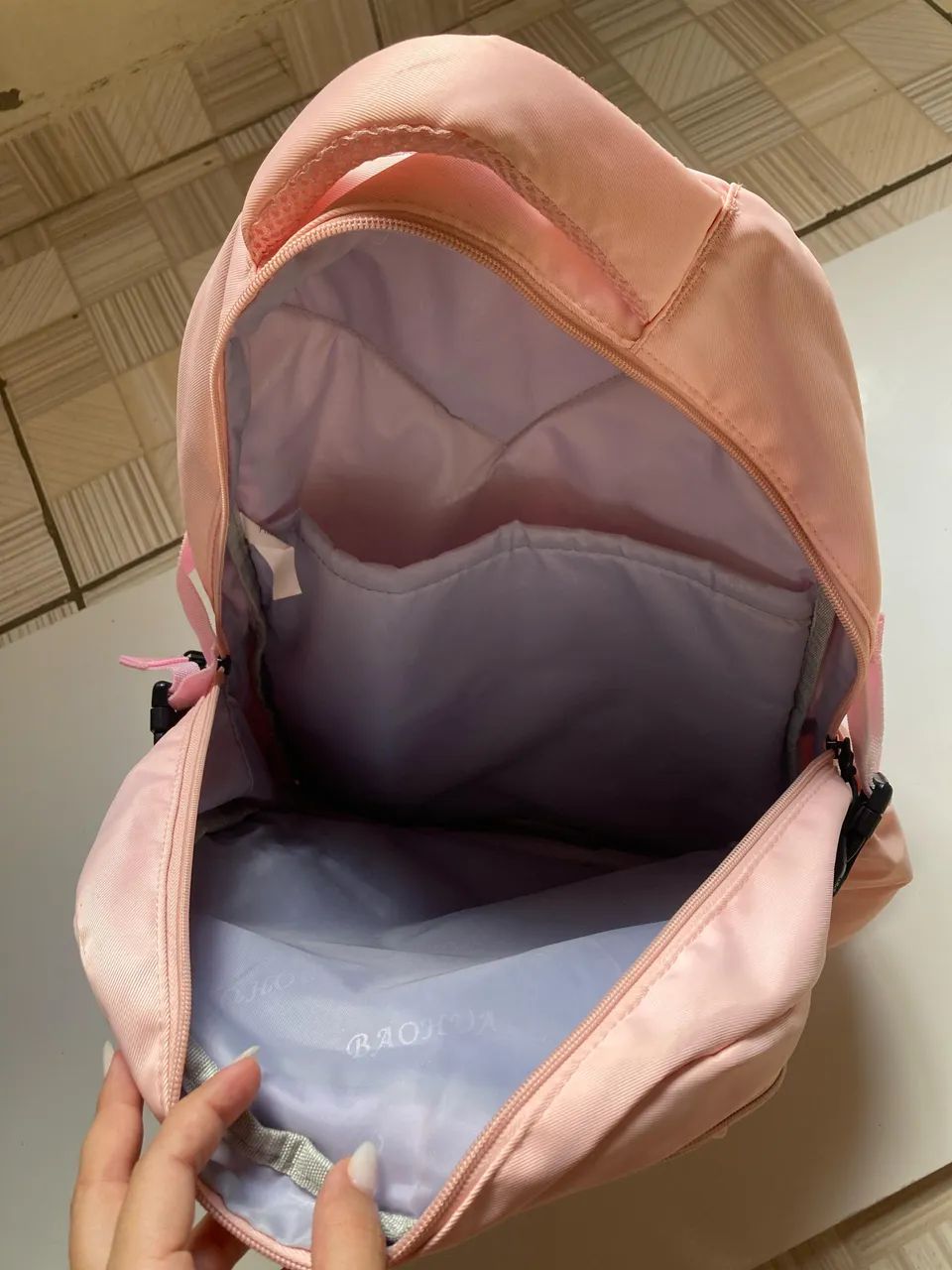 mochila rosa com espaço para notebook - Foto 3