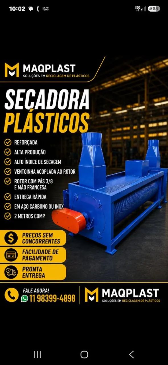 Secadora de plasticos