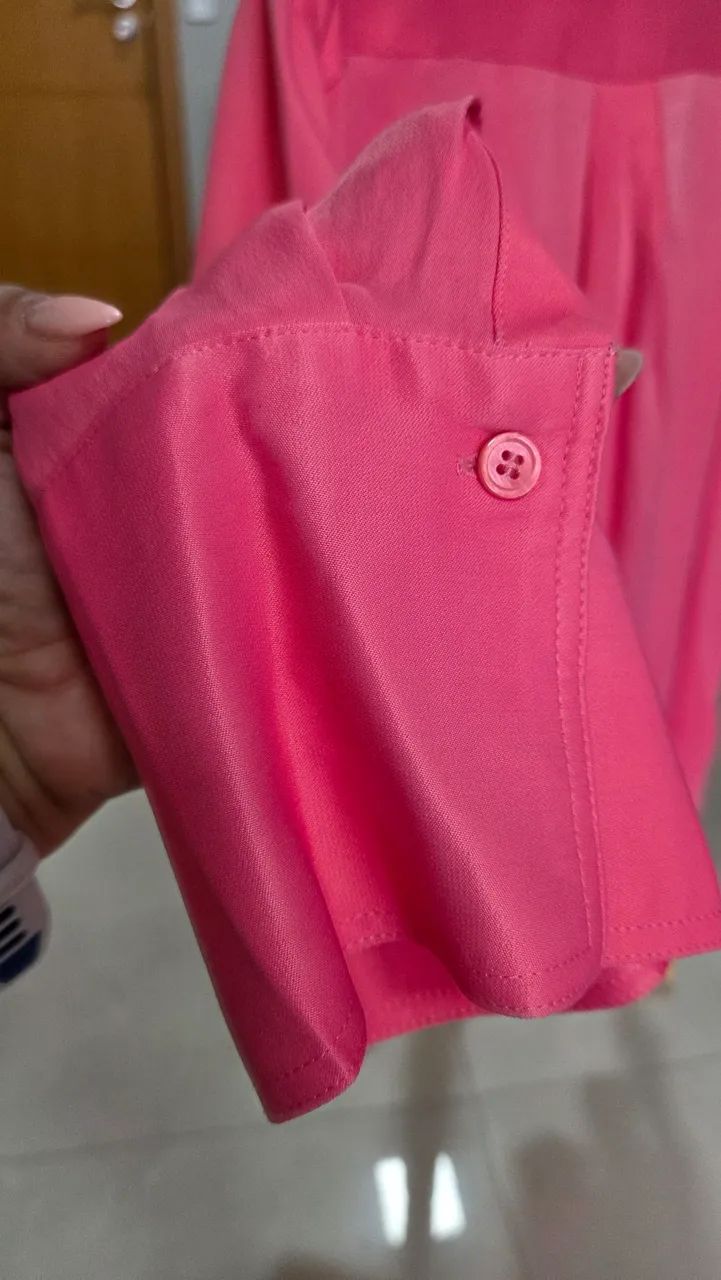 CAMISA ZARA CETIM ROSA - Foto 4