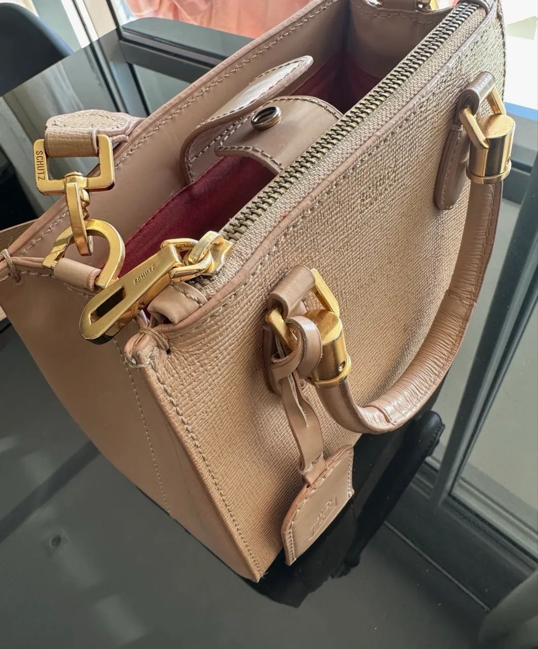 Bolsa Schutz Lorena Couro Original - Cor Nude média 