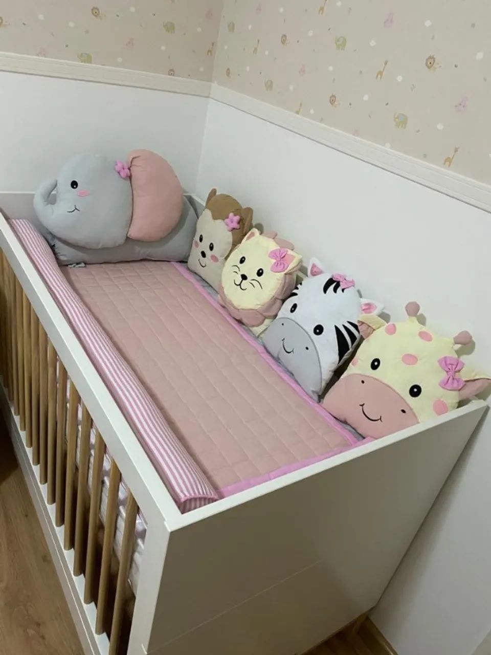 Berço Cozy - Branco Com Carvalho Malva (berço que vira mini cama) 