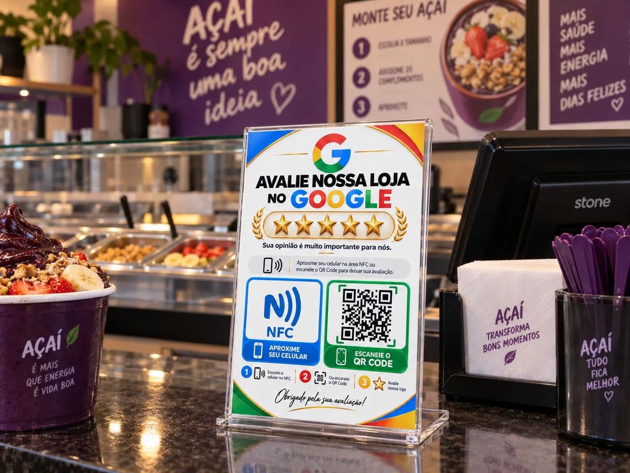 Placa Google Avaliações com QR Code + NFC Personalizado - Foto 3