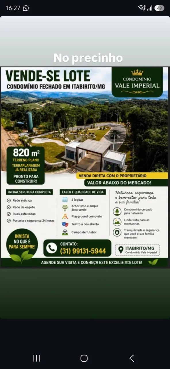 Terreno com vista para o Vale