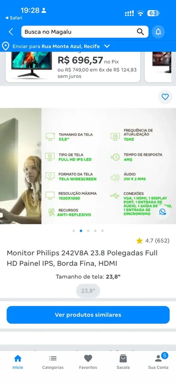 MONITOR PHILIPS 242V8A 24 POLEGADAS - Foto 4