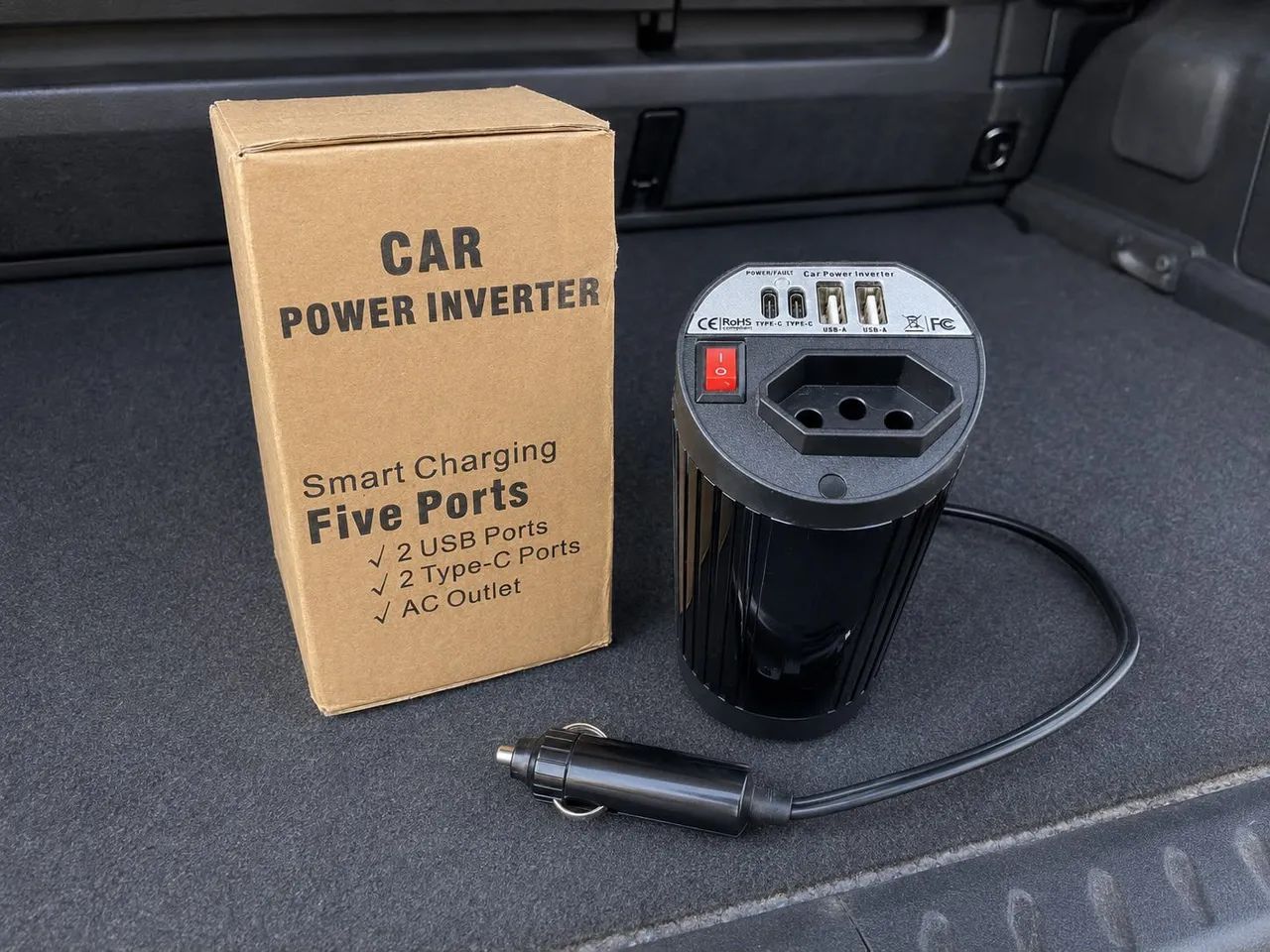 Inversor de Energia Automotivo com Tomada USB e Tipo-C