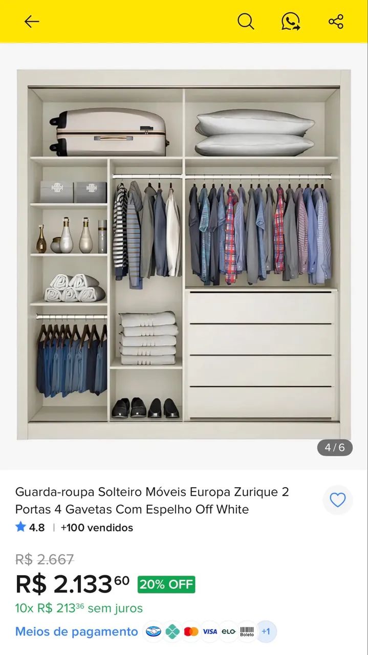 Vendo Guarda-roupa Solteiro  - Foto 4