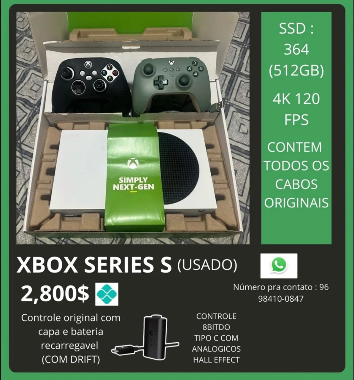 XBOX SS + CONTROLE 8BITDO