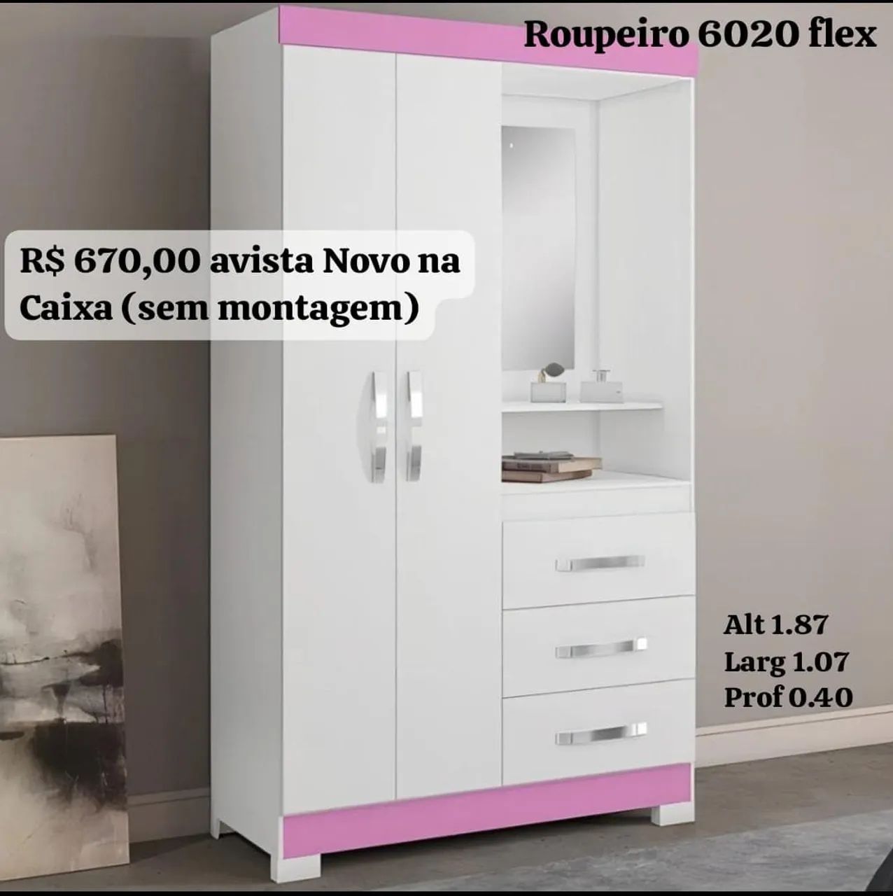 Roupeiro 6020 freijó Preço do Produto na CAIXA / SEM MONTAGEM  - Foto 4