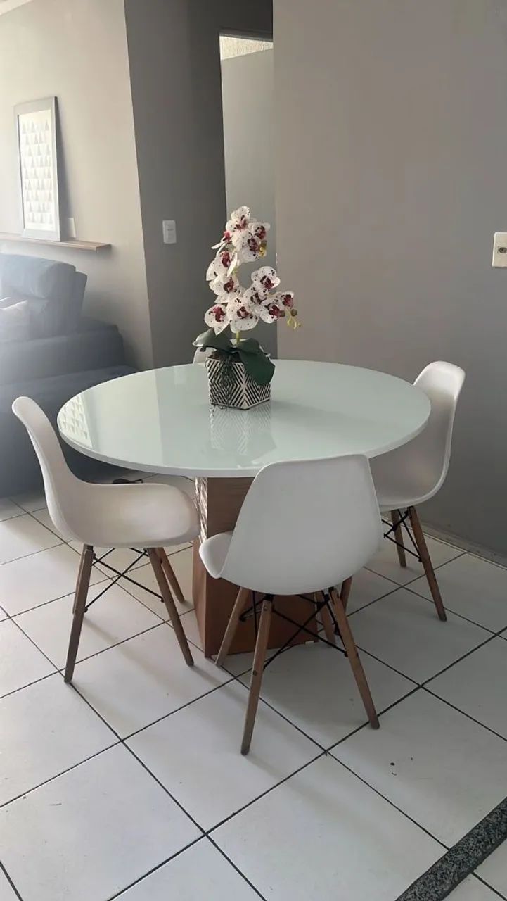 Mesa de Jantar Redonda Luxo com Vidro Laqueado 4mm  - Foto 5