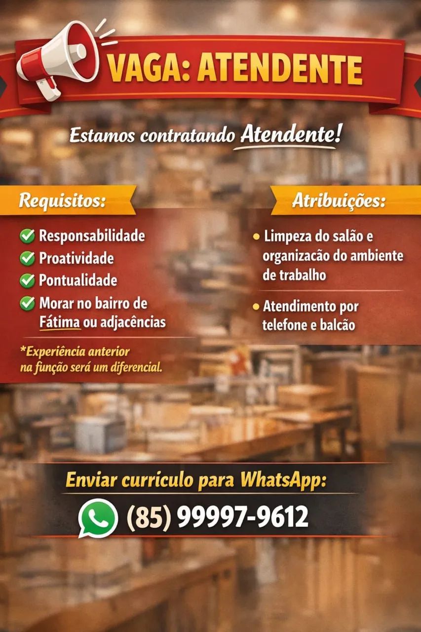 Vaga para atendente 