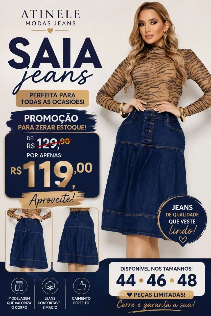 Saia jeans plus 