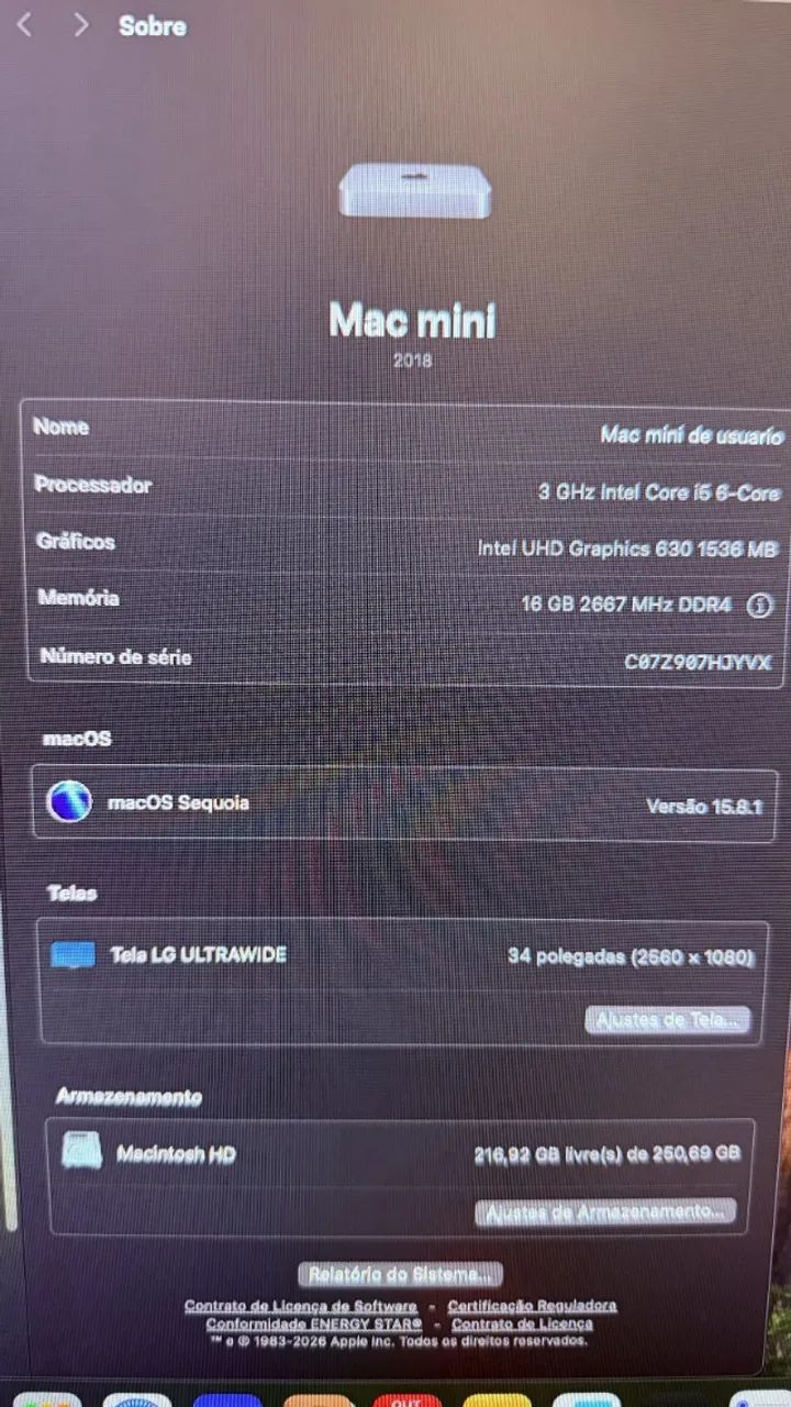 Mac Mini 2018 16GB 256GB - Foto 2