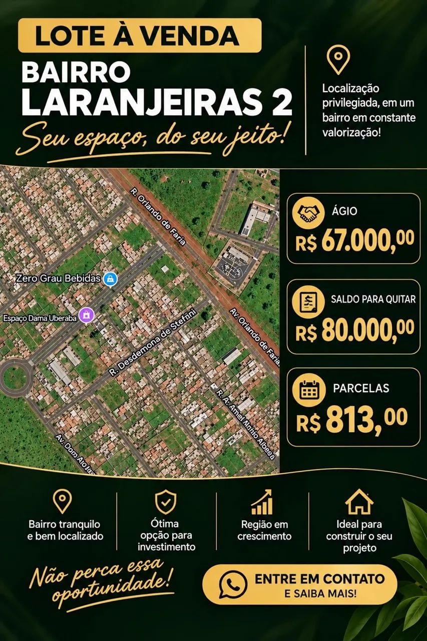 Vende-se lote laranjeiras 2 - uberaba 