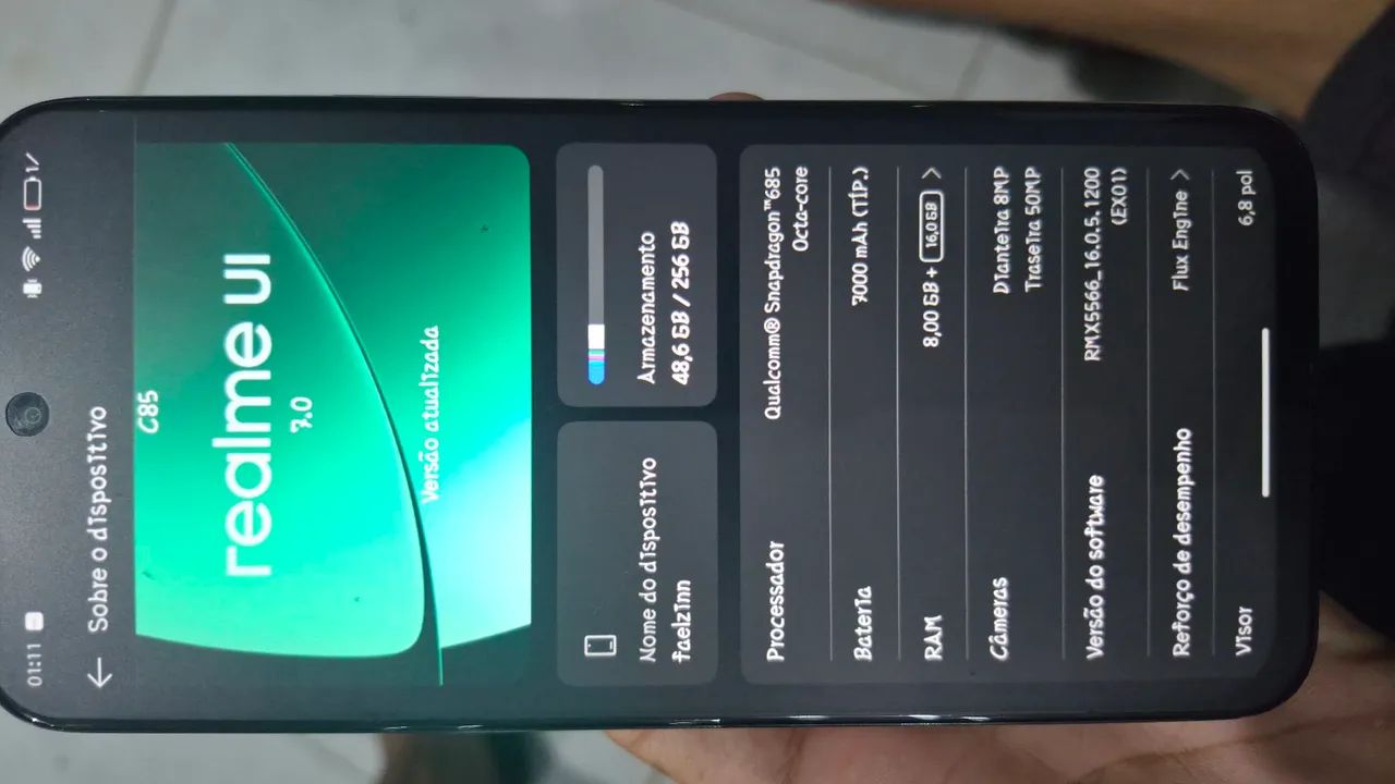 CELULAR REALME C85 NOVO 256GB 12RAM