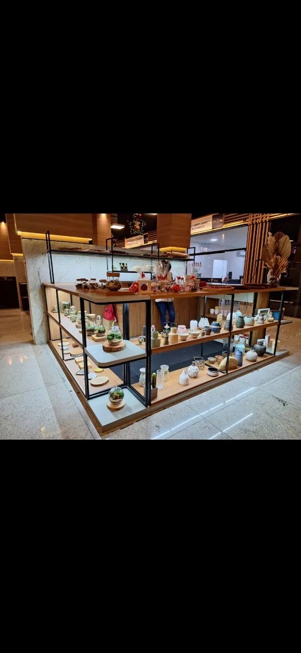 Quiosque de shopping em MDF estantes, balcão...