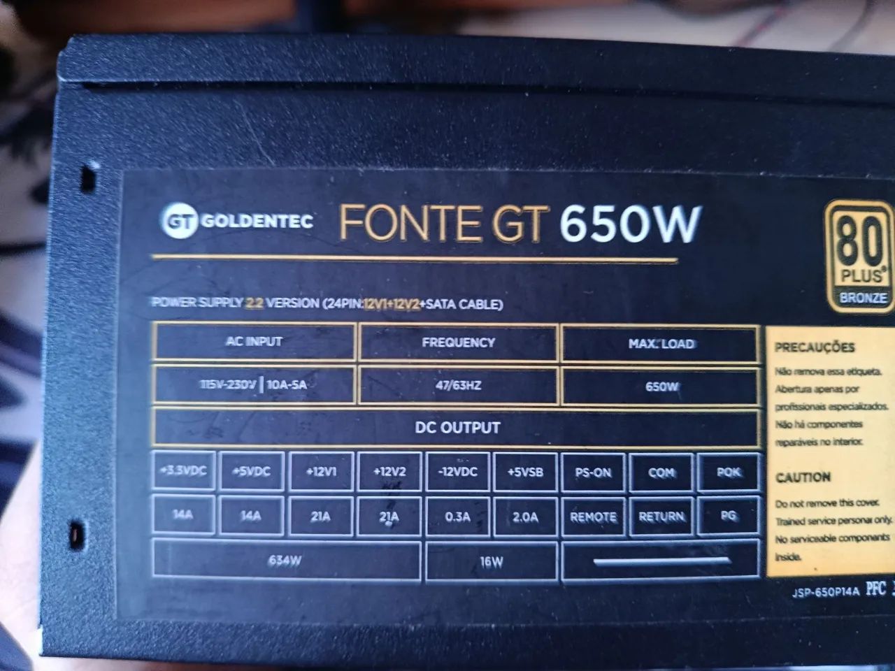 Fonte GT 650W Goldentec 