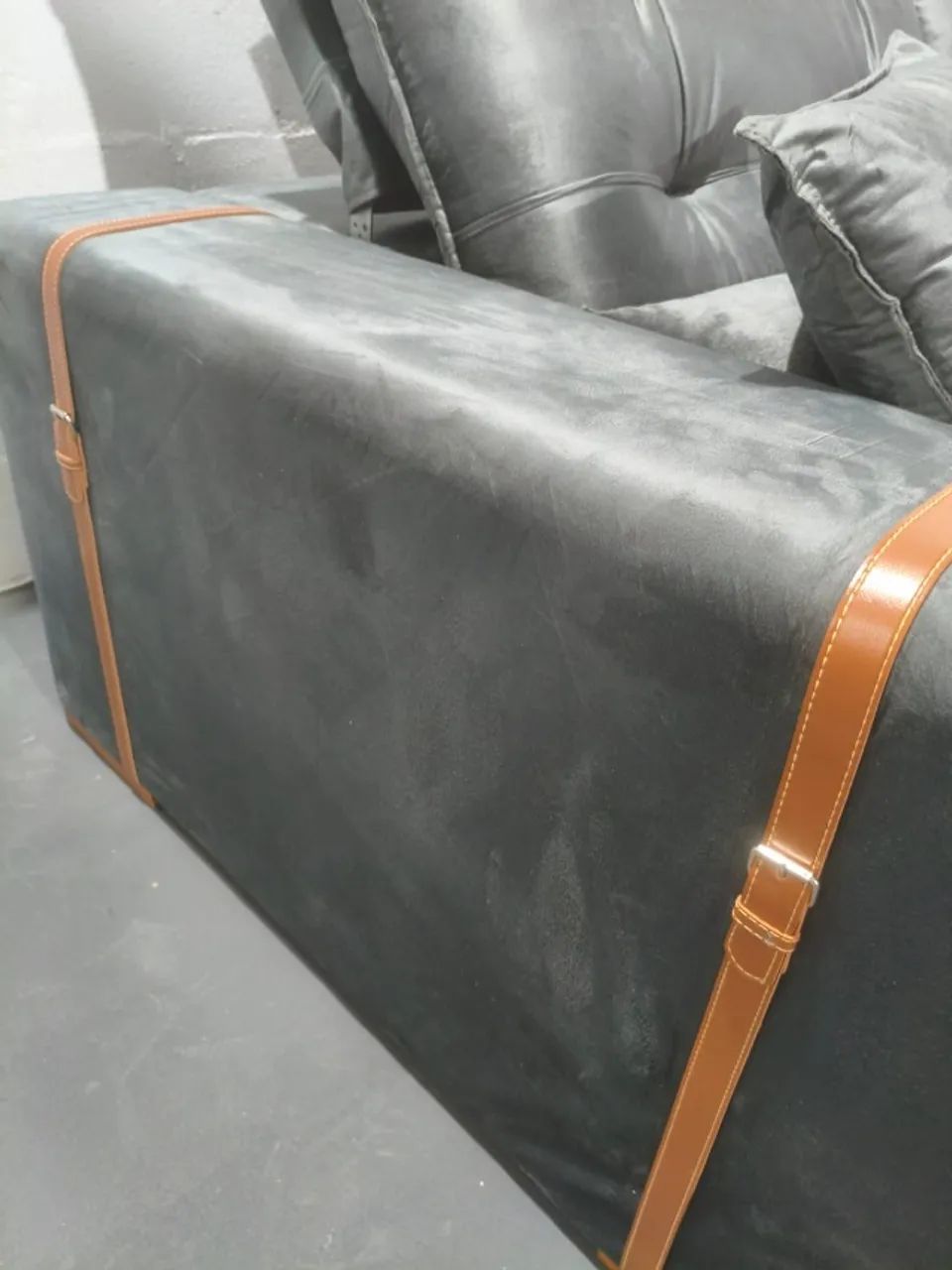 SOFÁ 2.90CM RETRÁTIL/RECLINÁVEL CINZA - Foto 2
