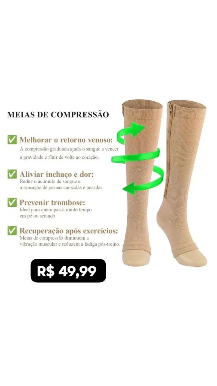 Meia de compressão tamanho m cor preta 