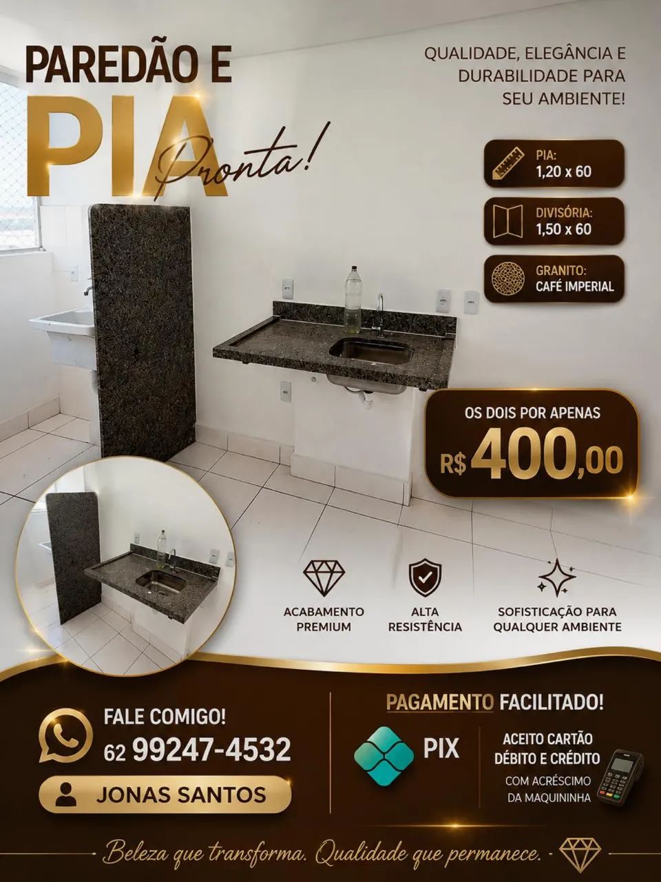 PIA E PAREDÃO DE MÁRMORE 