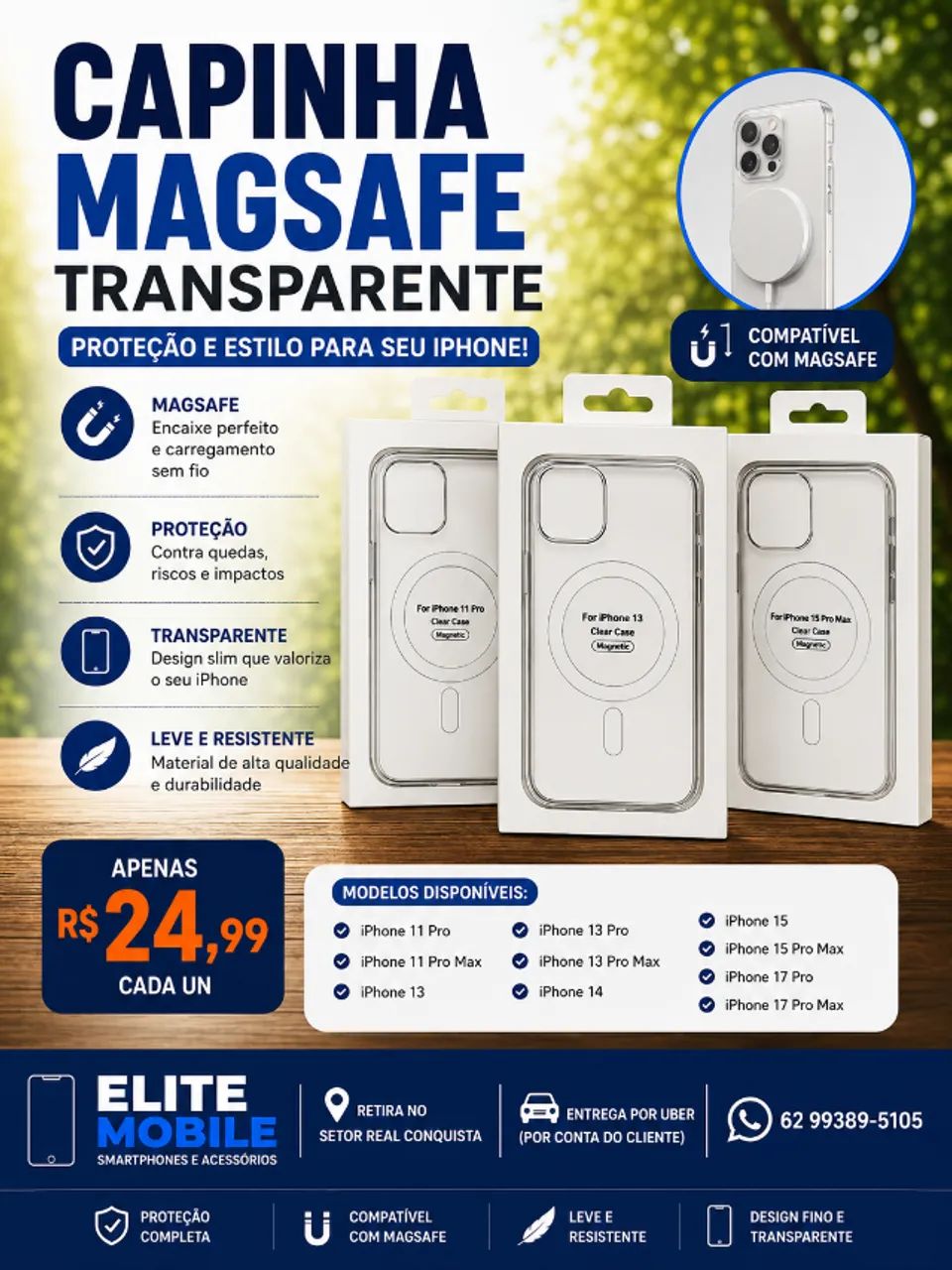 Capinha MagSafe Transparente para iPhone