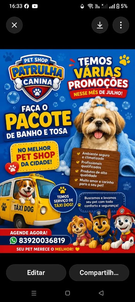 Banho e tosa a domicílio 