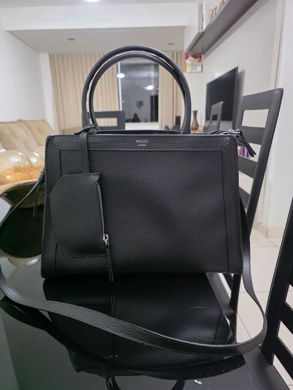 Bolsa Tote Preta Grande Arezzo