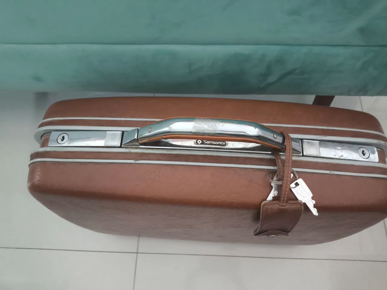 Mala vintage Samsonite couro - Foto 2