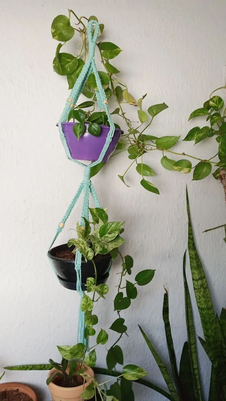 Suporte de plantas macramé - Foto 6
