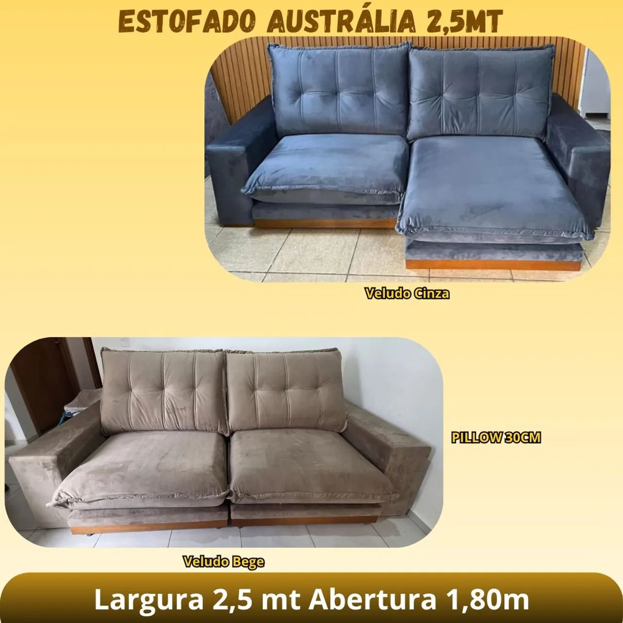 Sofá Austrália no cinza e no linho bege 2.50m