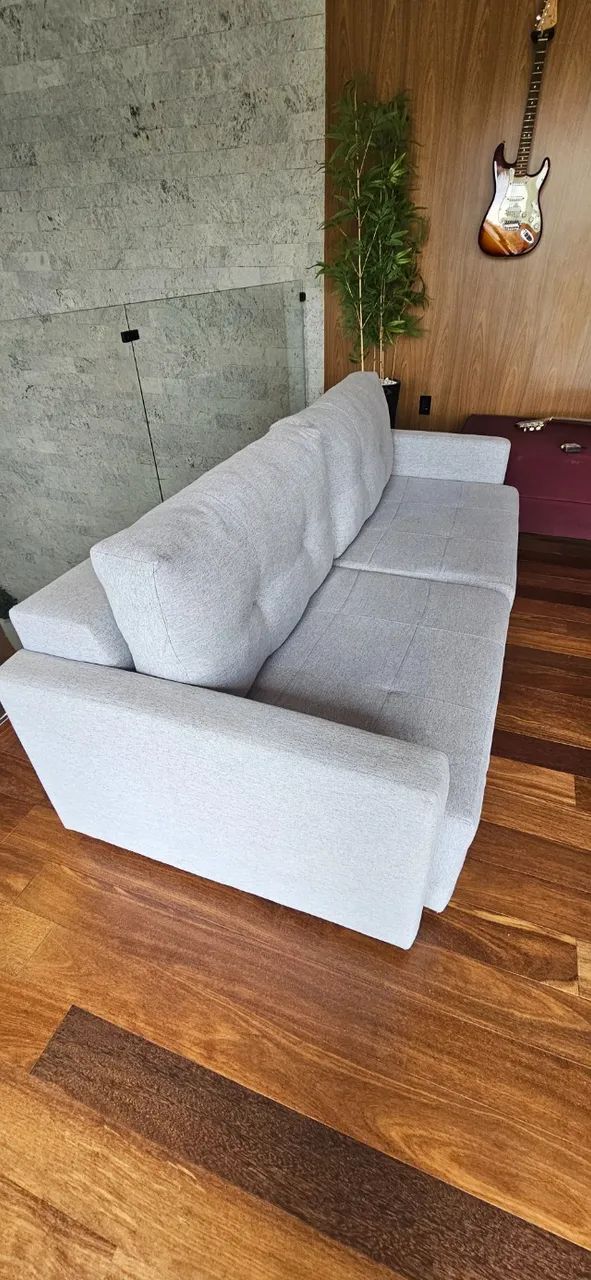 Sofá retrátil linho cinza 2,10mt - Foto 4