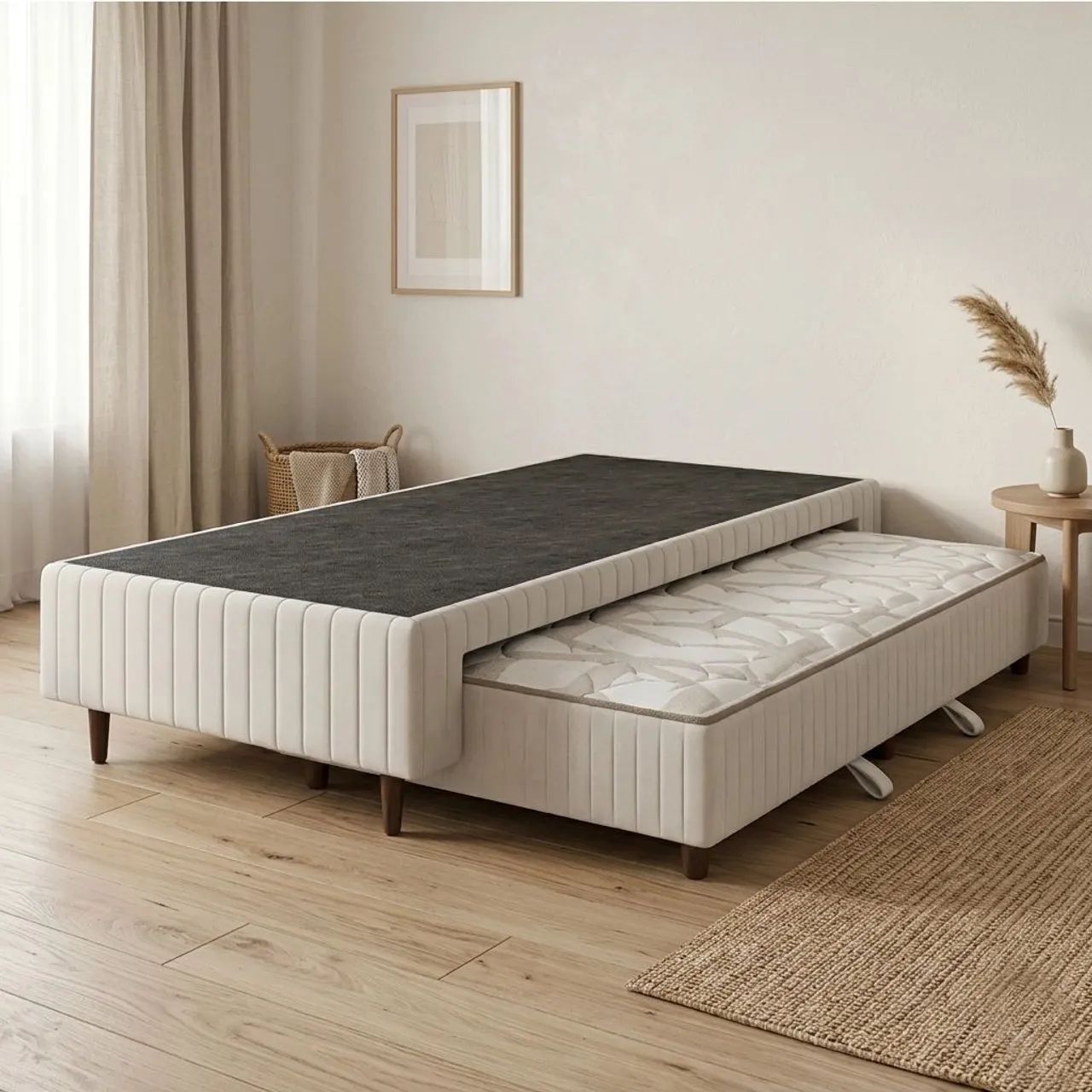 Base Box Solteiro com Cama Auxiliar Premium 37x198x108cm Plumatex / entrega hoje