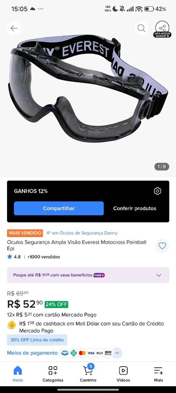 Óculos ampla visão Danny