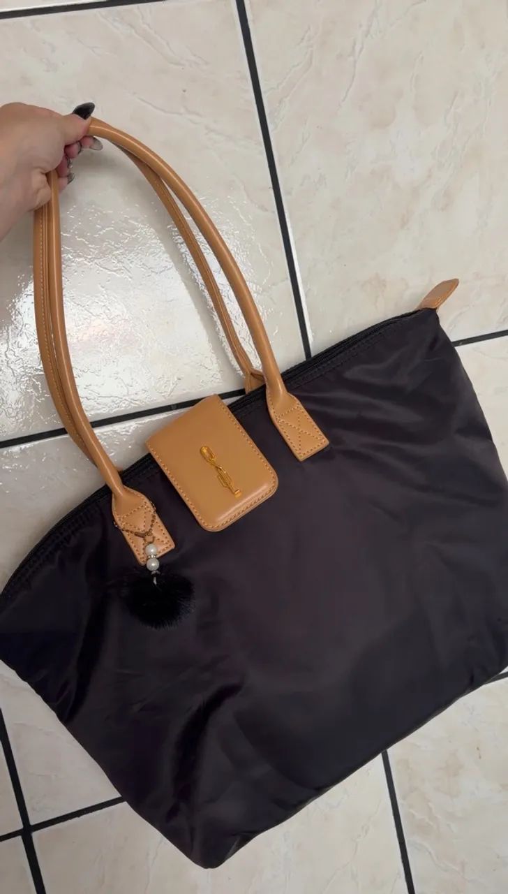 Bolsa Shopper Nylon Preta Santa Lolla