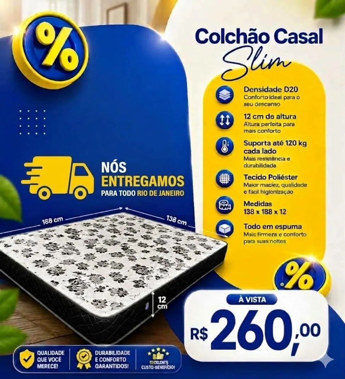 COLCHÃO CASAL SLIM 