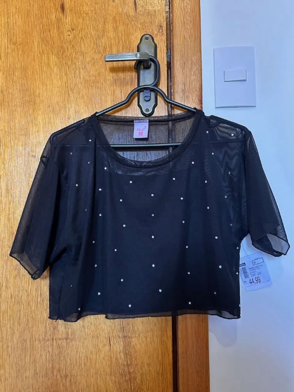 Blusa Cropped Tule com Strass