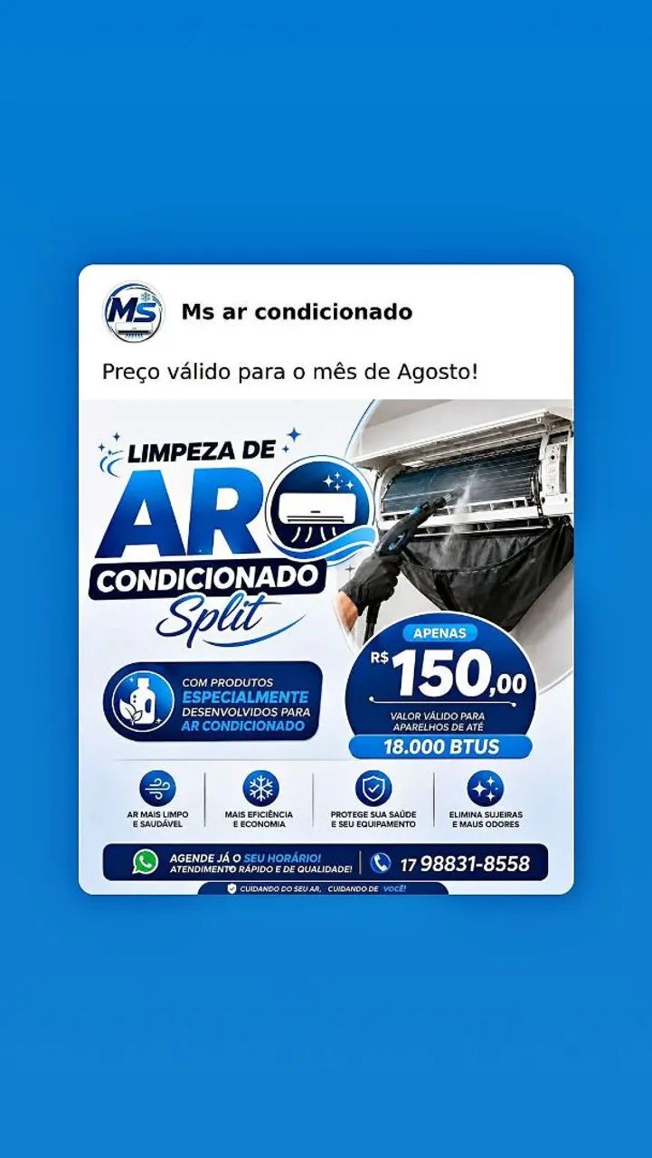 Higienização de ar condicionado Split