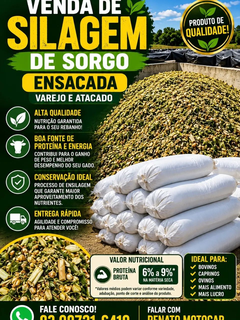 SILAGEM DE SORGO A PRONTA ENTREGA! 